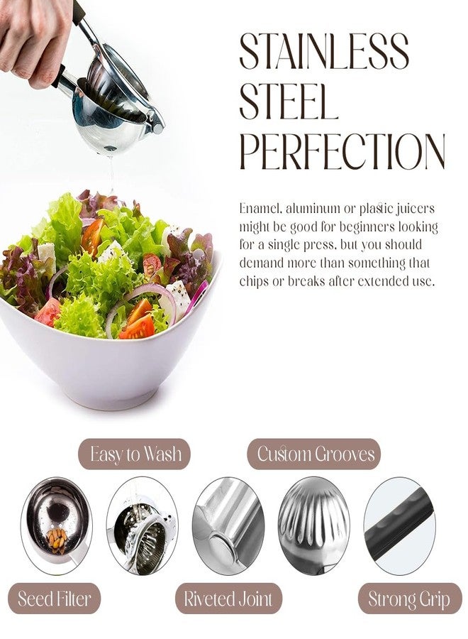 بيلمين عصارة ليمون وليمون حامض من الفولاذ المقاوم للصدأ - عصارة حمضيات يدوية شديدة التحمل وعصارة يدوية لليمون والليمون الحامض والفواكه الحمضية الصغيرة - Image 4